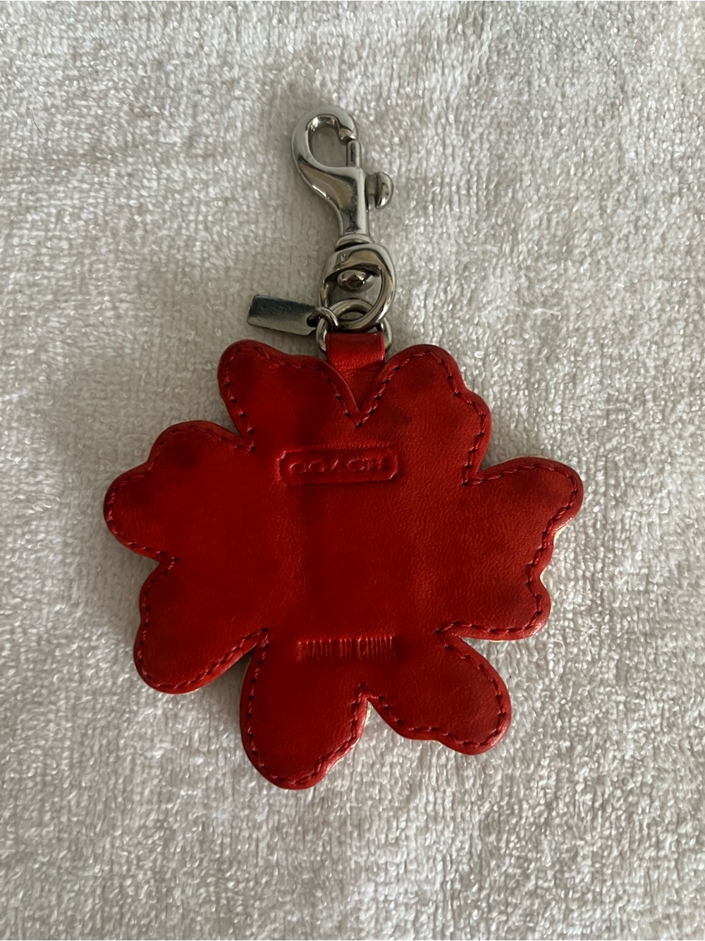 Coach Poppy Floral Embroidered Keychain Charm - Picture 3 of 3